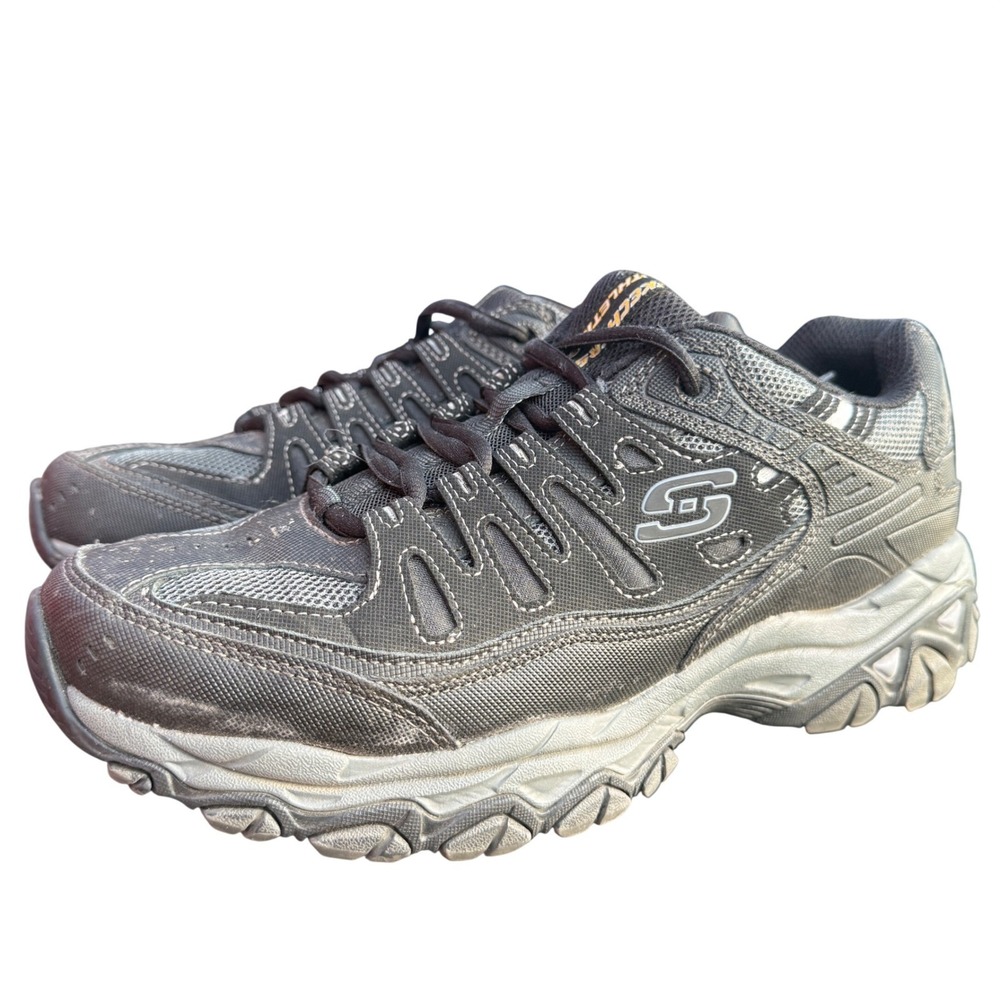 Skechers After Burn Memory Fit Men's Size 9.5 Gray Trail Sneakers 50125 BKCC